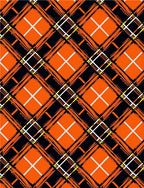 Bold Orange Black White Plaid Design Rug