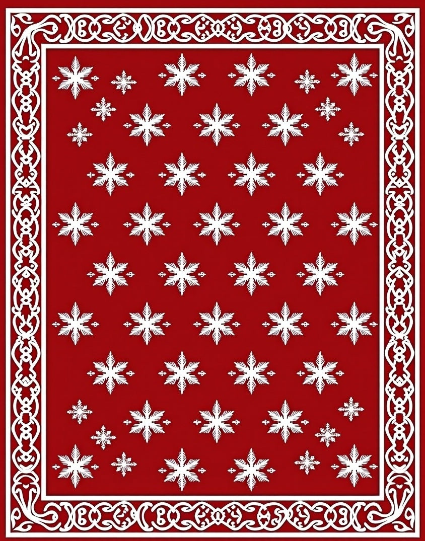 Red Snowflake Pattern Rug