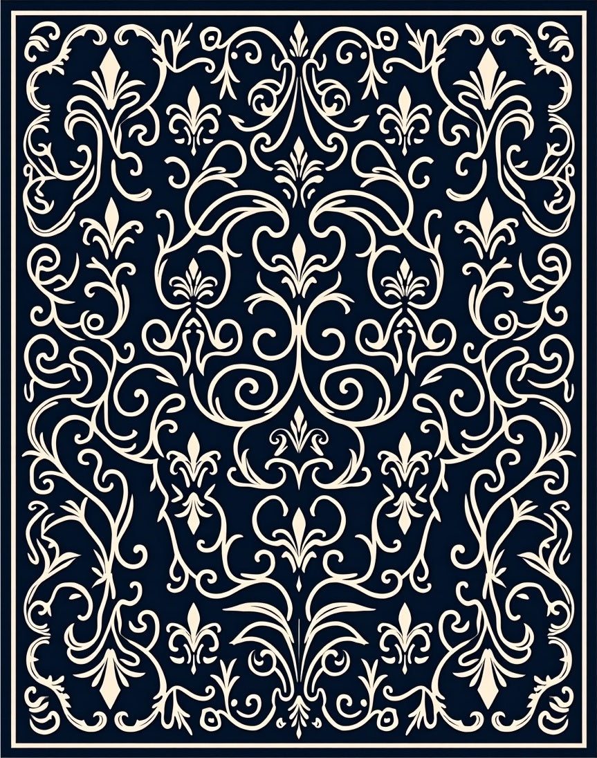 Classic Ivory Scroll Pattern Rug
