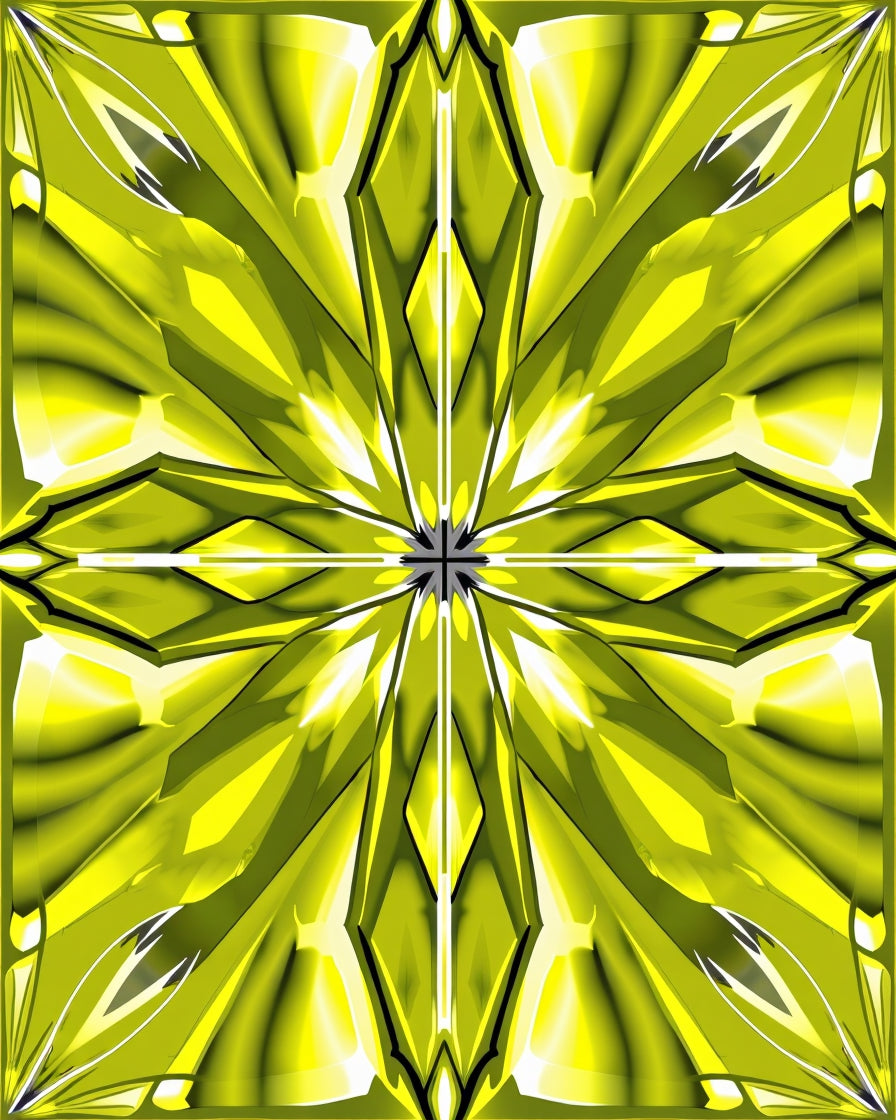 Radiant Yellow Faceted Geometric Design Rug