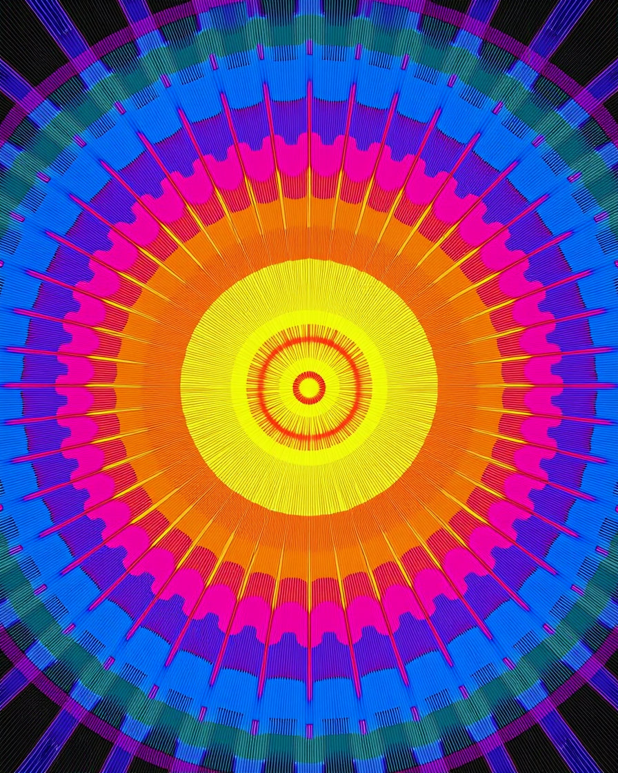 Vibrant Radial Sunburst Pattern Design Rug