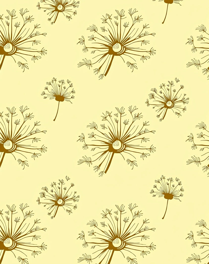 Golden Dandelion Seed Head Pattern Rug