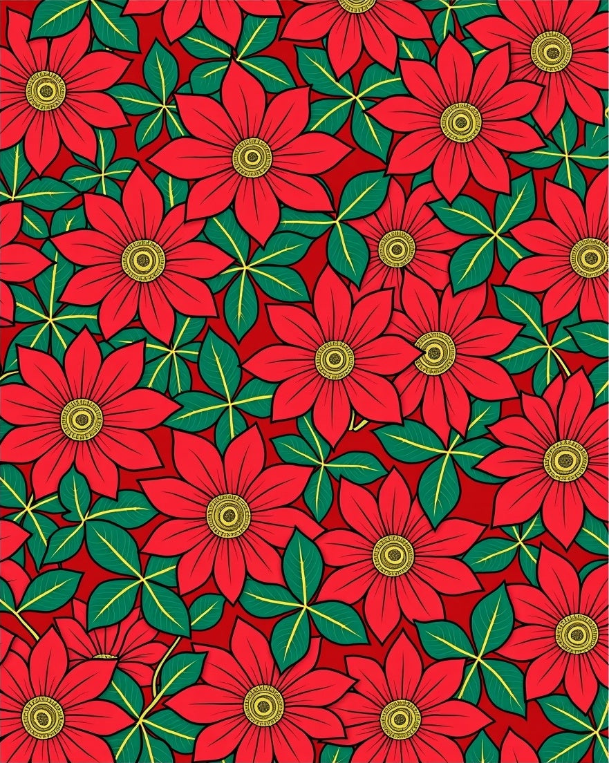 Bold Red Floral Pattern Rug