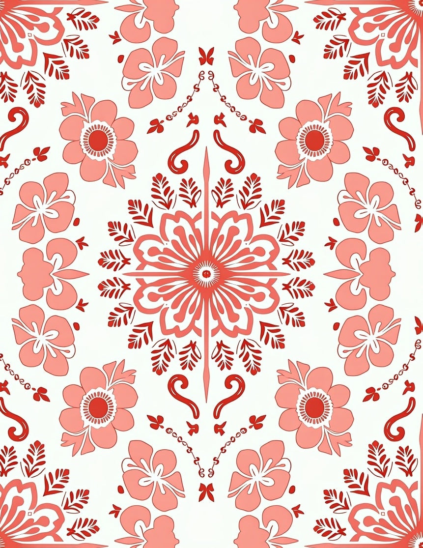 Floral Mandala Tile Pattern Rug