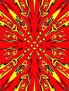 Bold Red Yellow Abstract Pattern Rug