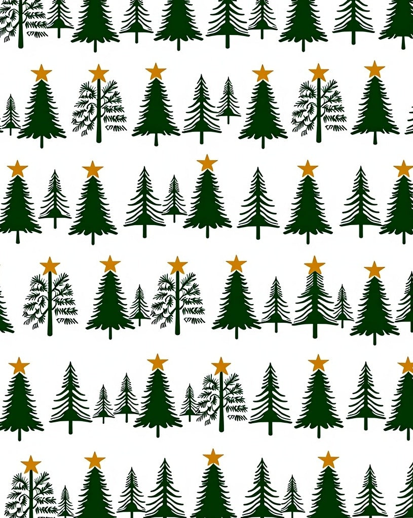 Dark Green Christmas Trees Gold Star Rug