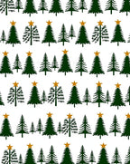 Dark Green Christmas Trees Gold Star Rug