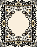 Ornate Butterfly Flower Frame Design Rug