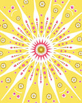 Radiant Sunburst Floral Pattern Rug