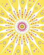 Radiant Sunburst Floral Pattern Rug