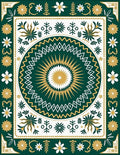 Emerald Geometric Sunburst Folk Art Rug