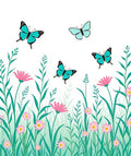 Turquoise Butterflies Garden Scene Rug