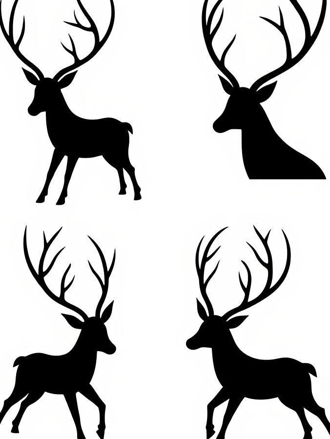 Black Stag Silhouette Quartet Rug