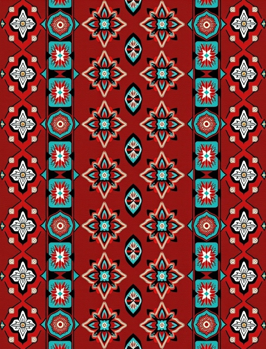 Bold Floral Tile Pattern Design Rug
