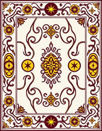 Ornate Scrollwork Star Medallion Pattern Rug