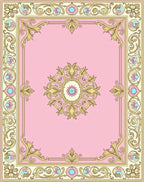 Ornate Floral Pink Gold Rug