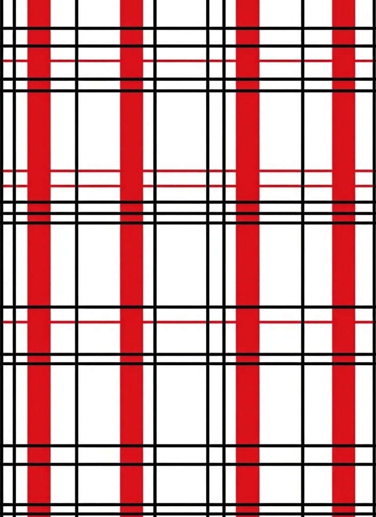 Bold Red Black Plaid Geometric Rug