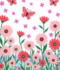 Daisies with Butterflies and Flowers Rug