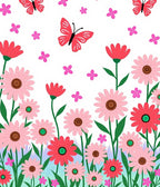Daisies with Butterflies and Flowers Rug