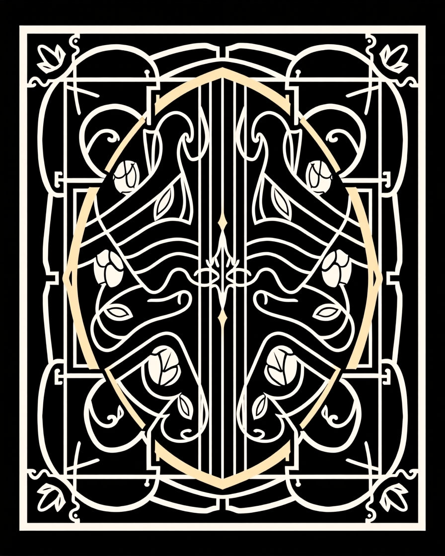 Art Nouveau Cream Floral Oval Composition Rug