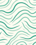 Teal Wavy Abstract Pattern Rug