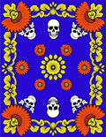 Bold Skull Flower Pattern Rug