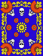 Bold Skull Flower Pattern Rug