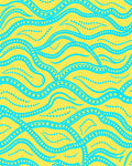 Bright Yellow Aqua Wave Pattern Rug