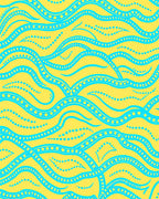 Bright Yellow Aqua Wave Pattern Rug
