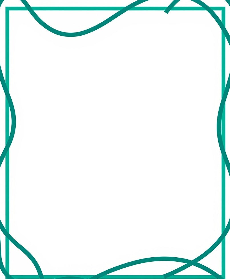 Dynamic Teal Swirls Border Design Rug