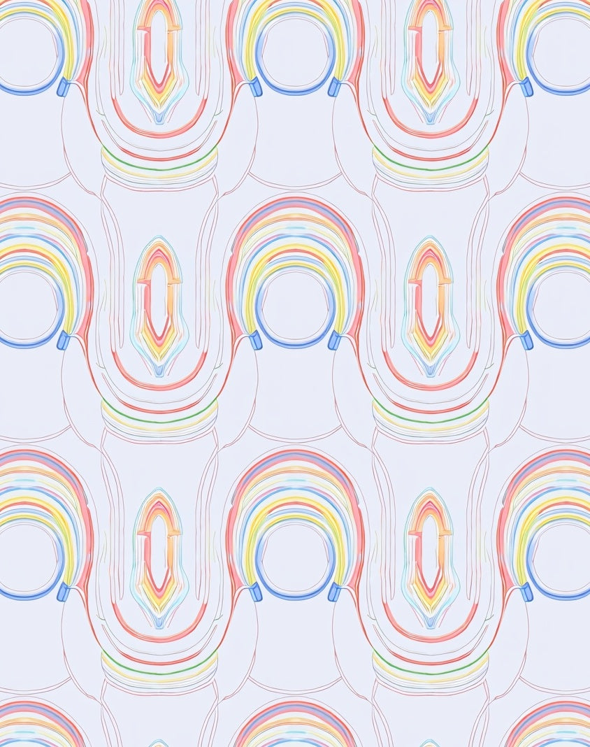 Abstract Rainbow Arc Pattern Rug