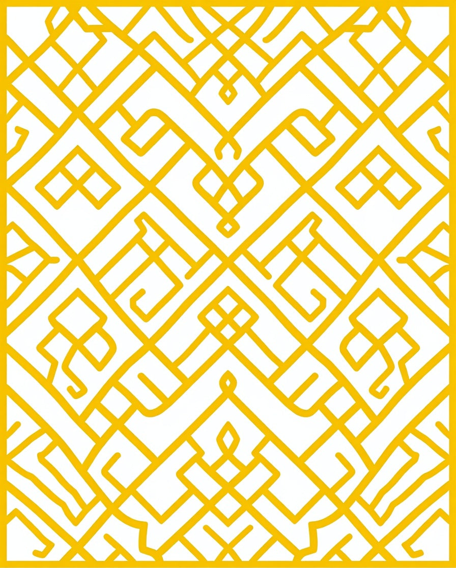 Yellow Geometric Labyrinth Pattern Rug