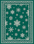 Winter Snowflake Patterned Emerald Rug