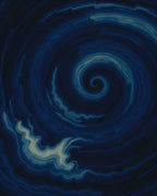 Deep Blue Swirling Vortex Pattern Rug