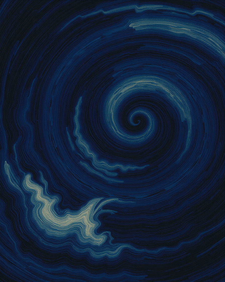 Deep Blue Swirling Vortex Pattern Rug