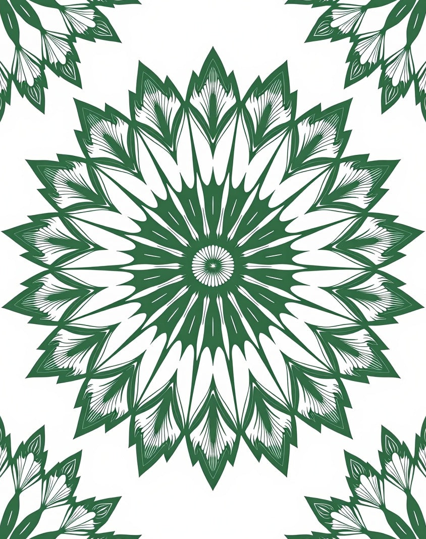 Intricate Radial Leaf Pattern Design Rug