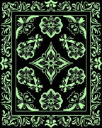 Art Nouveau Floral Border Design Rug