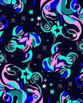 Cosmic Swirls Pink Aqua Blue Night Rug