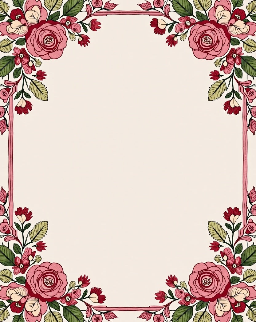 Pink Floral Botanical Square Rug