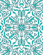 Teal Scrollwork Classic Pattern Rug