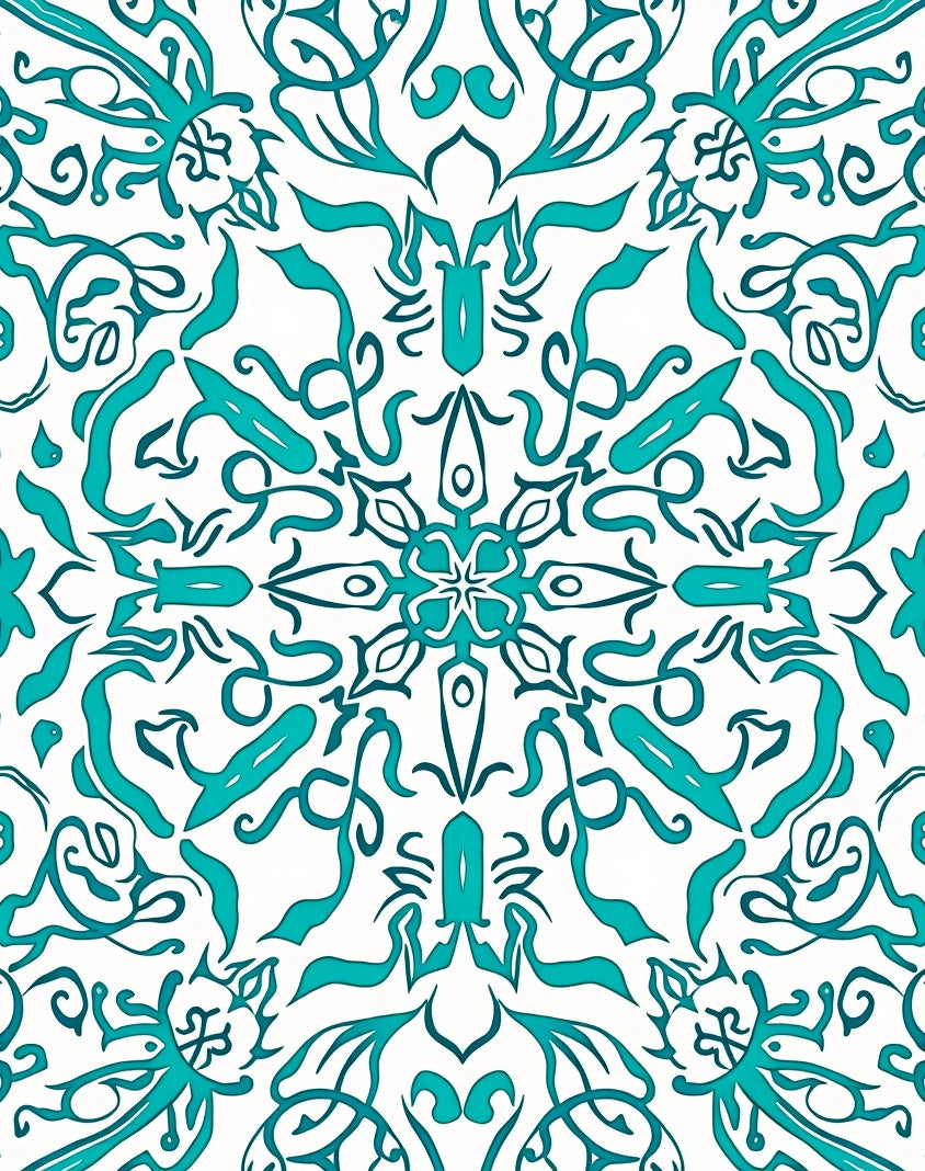 Teal Scrollwork Classic Pattern Rug