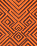 Bold Orange Geometric Maze Pattern Rug