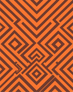 Bold Orange Geometric Maze Pattern Rug
