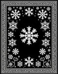 Black White Snowflake Intricate Border Rug