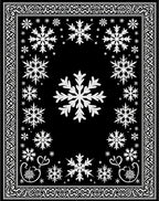 Black White Snowflake Intricate Border Rug