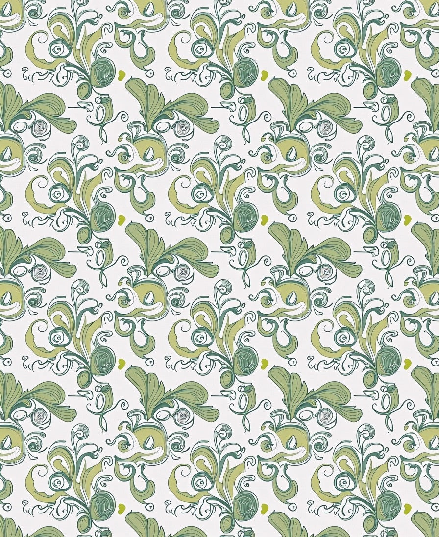 Leafy Swirl Abatract Nature Pattern Rug