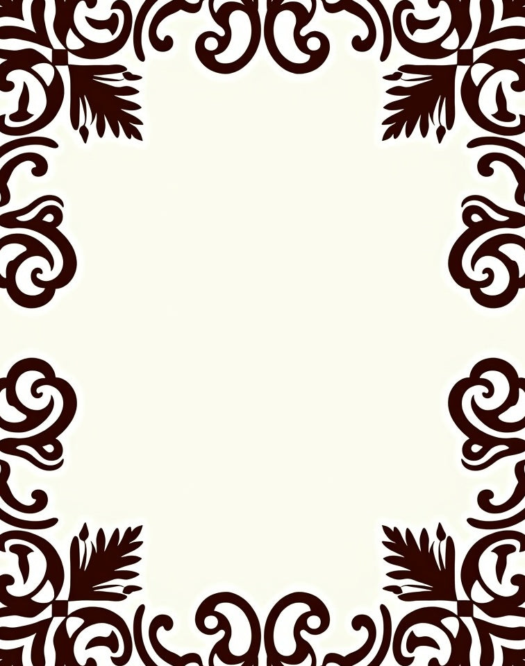 Ornate Scrollwork Floral Corner Border Rug