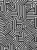 Black White Bold Labyrinth Pattern Rug