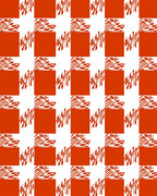 Orange Checkerboard Abstract Shape Rug