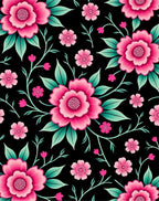 Bold Pink Floral Vines Pattern Rug
